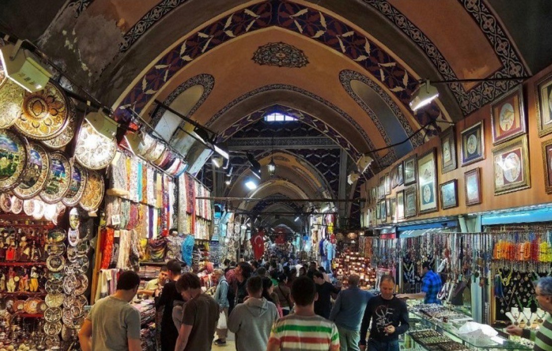 The vaulted, bustling aisles of a traditional grand bazaar